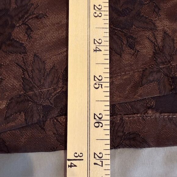 CP Shades Hand Dyed Brown Floral Jacquard Blouse Rayon Satin Size Small - Picture 7 of 10